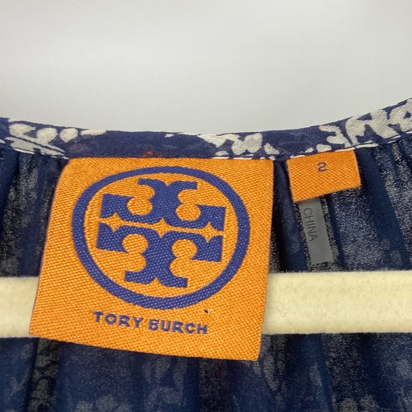 Tory Burch Silk Blouse Floral Print Keyhole Womens Size 2 |O310 - Picture 4 of 6